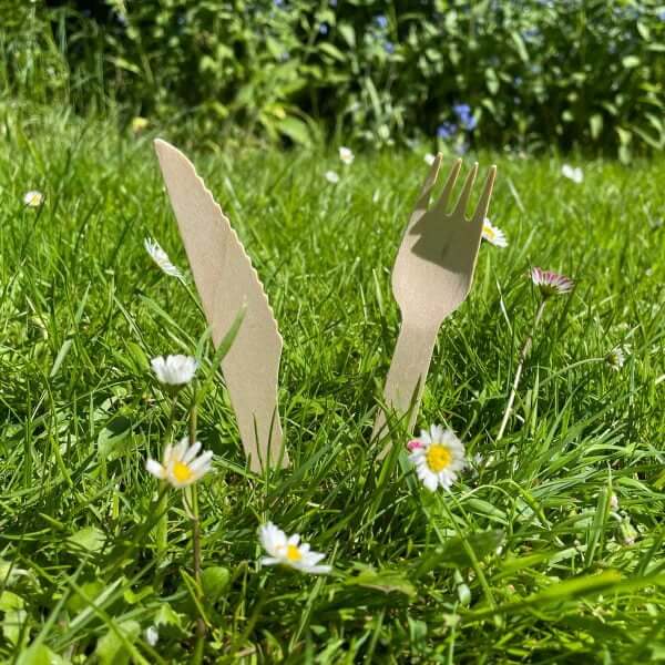 Houten picknickbox bestek