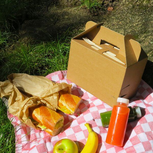 Picnic box for catering made of corrugated cardboard