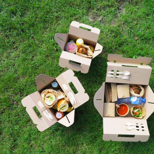 Catering picnic boxes made of cardboard